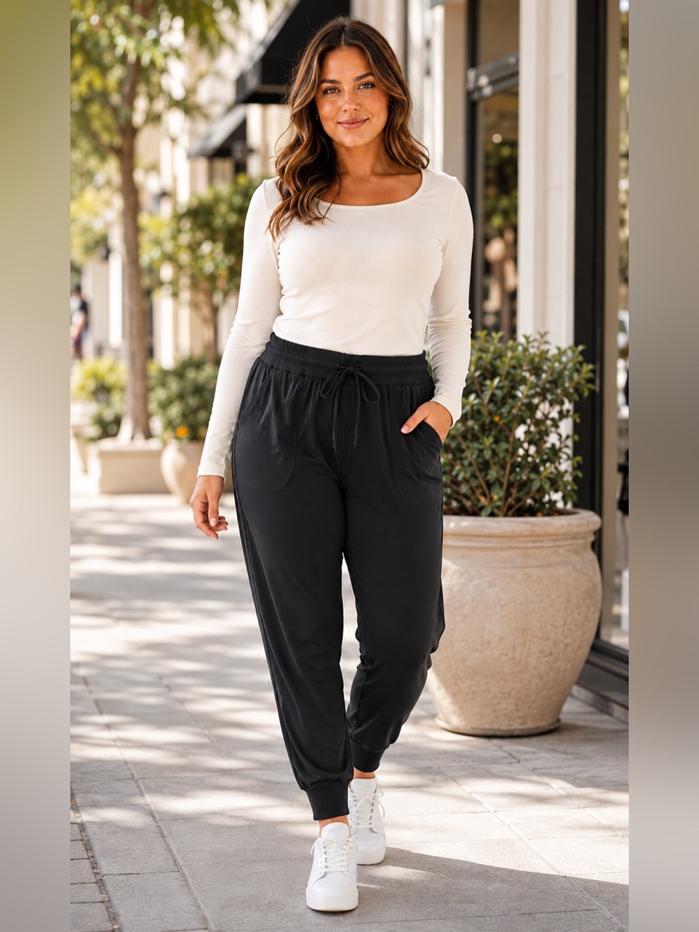 Rachel Zoe Black Pull-On Jogger Pants Zip Pockets Estimated XXL